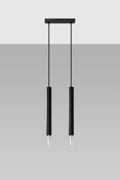 Lampe à suspendre Moderne 2 flammes G9 étroite Noir