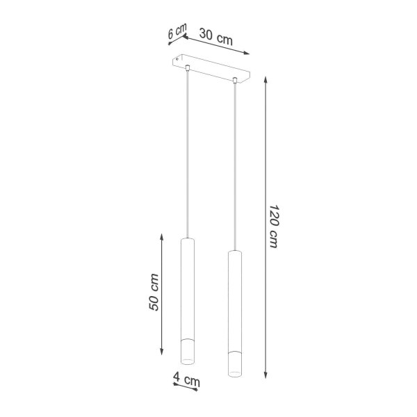 Lampe à suspendre Moderne 2 flammes G9 étroite Noir
