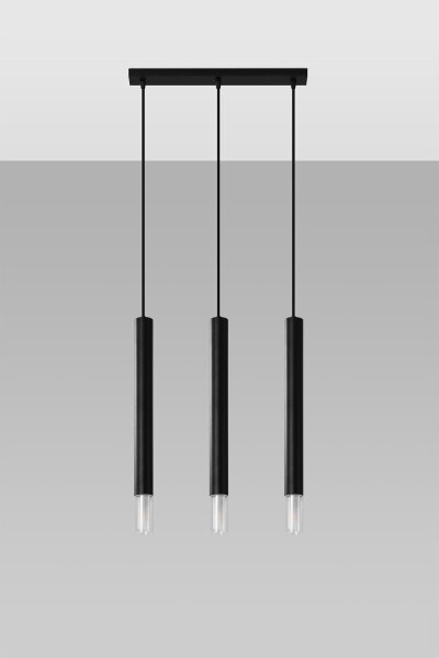 Lampe à suspendre noire métal verre 3 flammes G9 étroite