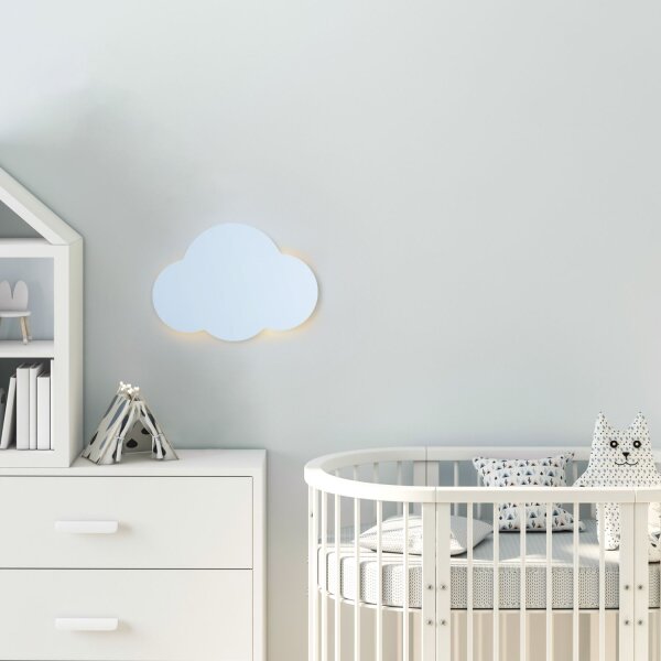 Applique murale chambre denfant nuage 2x G9 bleu clair métal