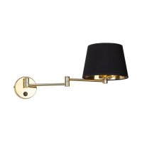 Applique chambre bras pivotant interrupteur E27 or noir