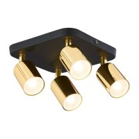 Spot de plafond métallique 4 flammes GU10 noir or...