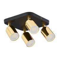 Spot de plafond métallique 4 flammes GU10 noir or...