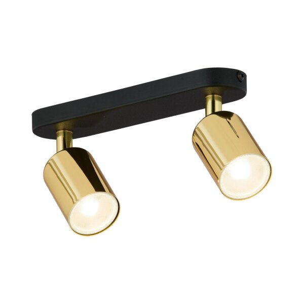 Spot de plafond 2 flammes GU10 métal noir or