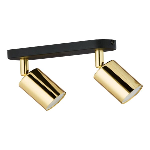 Spot de plafond 2 flammes GU10 métal noir or