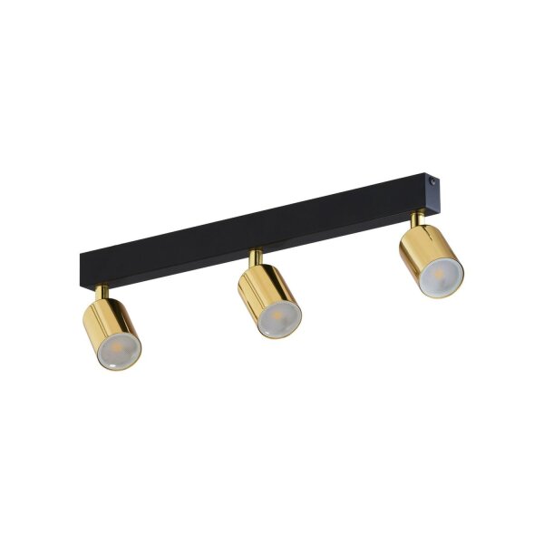 Spot de plafond à 3 flammes 50 cm de long GU10 or noir métal