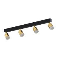 Spot de plafond GU10 or noir 4-flamme 83 cm long...