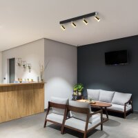 Spot de plafond GU10 or noir 4-flamme 83 cm long...