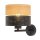 Applique moderne avec interrupteur E27 noir aspect bois naturel