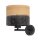 Applique moderne avec interrupteur E27 noir aspect bois naturel
