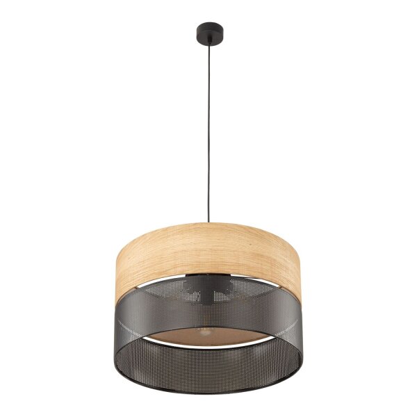 Suspension Noir Naturel Ø 50 cm ajustable 3x E27 Moderne