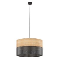 Suspension Noir Naturel Ø 50 cm ajustable 3x E27...