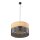 Suspension Noir Naturel Ø 50 cm ajustable 3x E27 Moderne