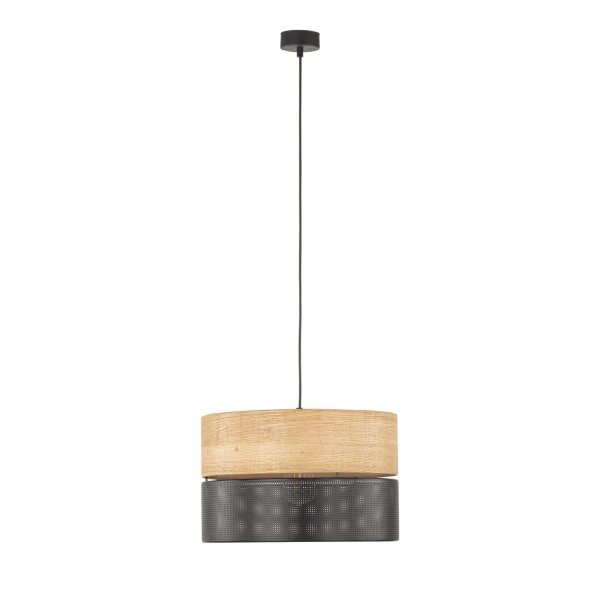 Lampe à suspendre réglable E27 Ø 38 cm Noir Naturel CANTU