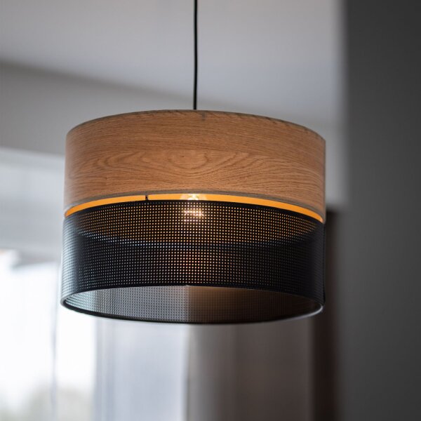 Lampe à suspendre réglable E27 Ø 38 cm Noir Naturel CANTU