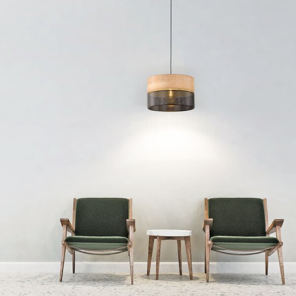 Lampe à suspendre réglable E27 Ø 38 cm Noir Naturel CANTU