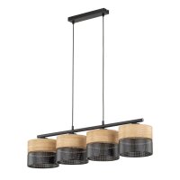 Lampe à suspendre noire nature E27 4 flammes...