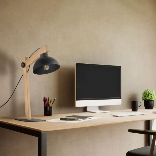 Lampe de bureau bois métal 52 cm réglable Junges Wohnen