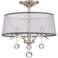 Plafonnier TAZIA en cristal argenté Ø41cm...