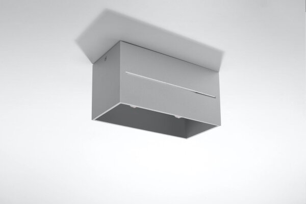 Plafonnier gris carré moderne aluminium 2x G9 couloir