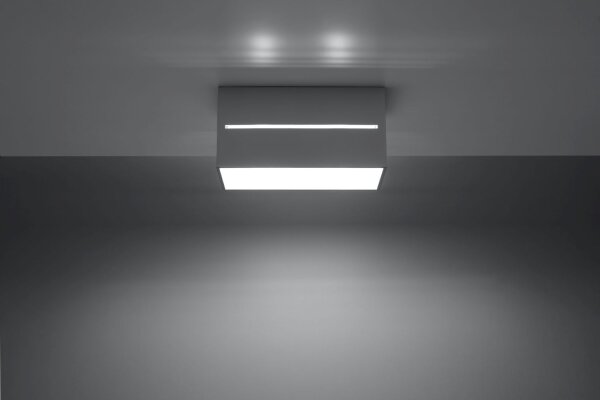 Plafonnier gris carré moderne aluminium 2x G9 couloir