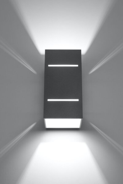Applique grise aluminium carrée H:20cm Up Down Moderne