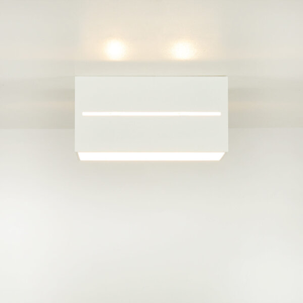 Plafonnier Blanc Aluminium L:20cm Carré Moderne 2x G9