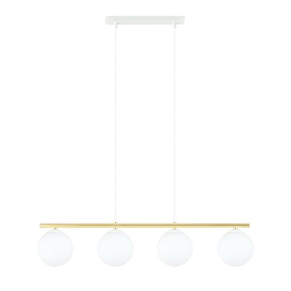 Suspension E14 blanc or Abat-jour sphérique verre métal