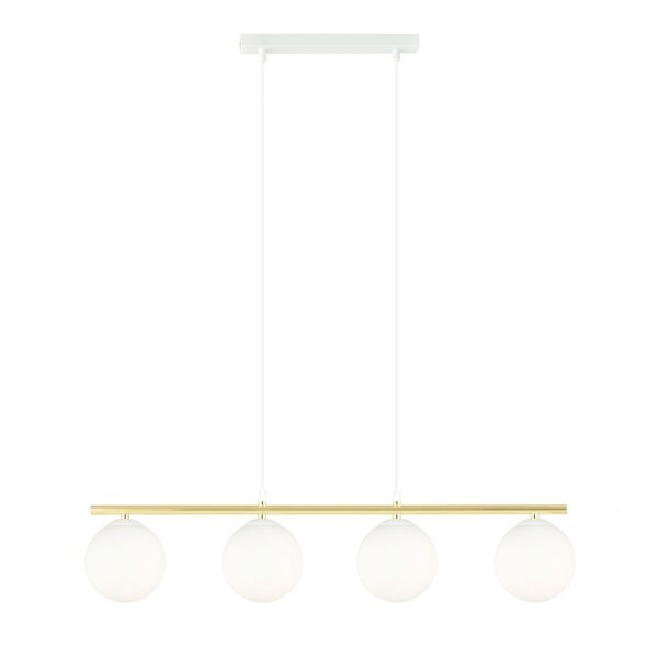 Suspension E14 blanc or Abat-jour sphérique verre métal