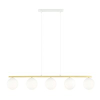 Suspension Blanc Or 5x E14 Abat-jour sphérique...