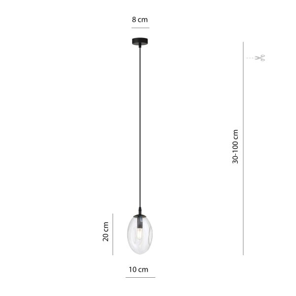 Suspension verre Abat-jour Ø 12 cm Noir Transparent