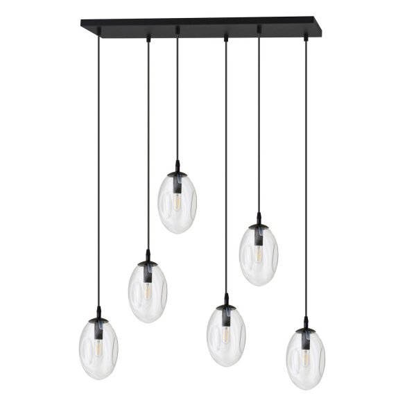 Suspension verre largeur 70 cm noir transparent E14