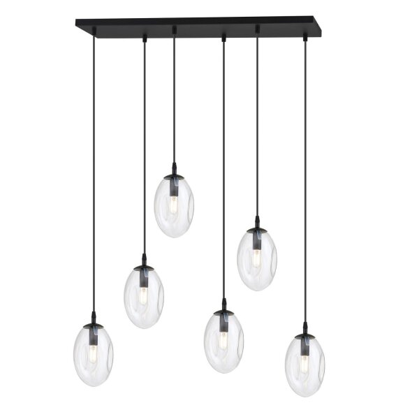 Suspension verre largeur 70 cm noir transparent E14