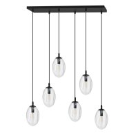 Suspension verre largeur 70 cm noir transparent E14