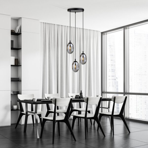 Suspension E14 noir graphite 3 flammes salon