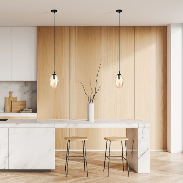 Lampe à suspendre verre fumé en ambre Ø 12 cm réglable