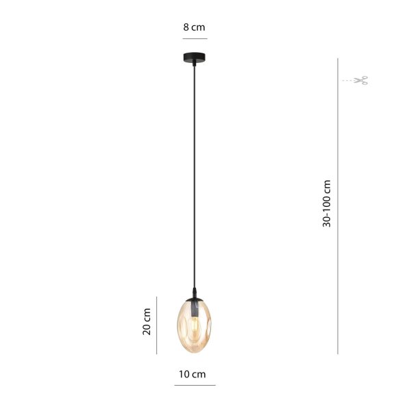 Lampe à suspendre verre fumé en ambre Ø 12 cm réglable