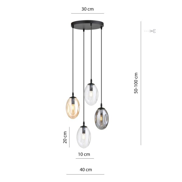 Suspension réglable CARLU verre 4-flamme E14