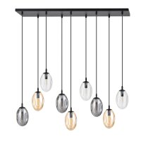 Suspension grande verre fumé 100 cm de long 9x E14...