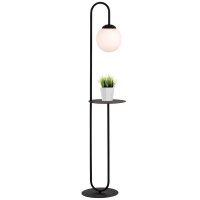 Lampadaire 150 cm avec tablette E14 Noir Blanc Abat-jour...