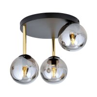Plafonnier rond &Oslash; 40 cm E14 Noir Gris Or Verre...