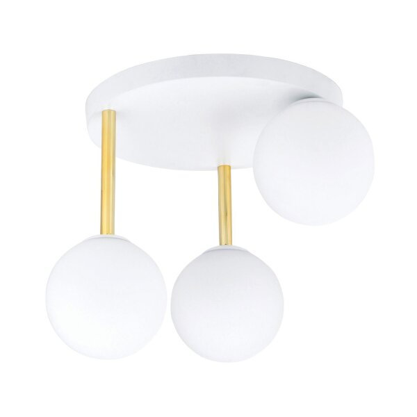Plafonnier blanc or 3x E14 verre métal anti-éblouissement