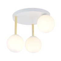 Plafonnier blanc or 3x E14 verre m&eacute;tal...