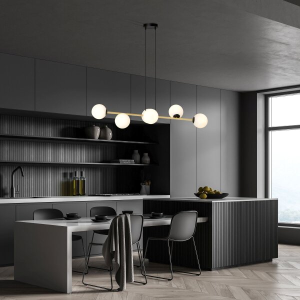 Lampe à suspendre métal verre abat-jour sphérique E14 décoratif