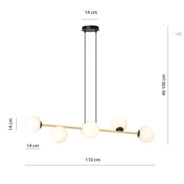 Lampe à suspendre métal verre abat-jour sphérique E14 décoratif