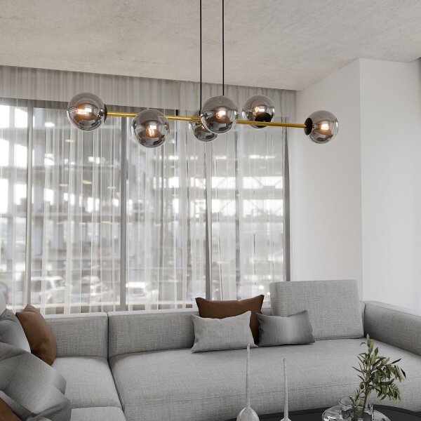 Lampe à suspendre décorative Abat-jour sphérique Verre fumé Métal ALOISIO