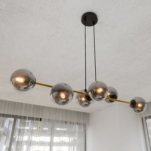 Lampe à suspendre décorative Abat-jour sphérique Verre fumé Métal ALOISIO