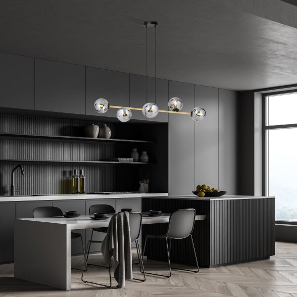 Lampe à suspendre décorative Abat-jour sphérique Verre fumé Métal ALOISIO
