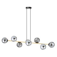 Suspension Noir Graphite Or 140 cm de long Verre fumé