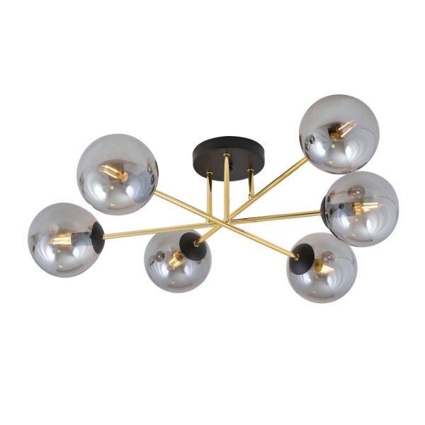 Plafonnier salon 75 cm 6x E14 verre métal